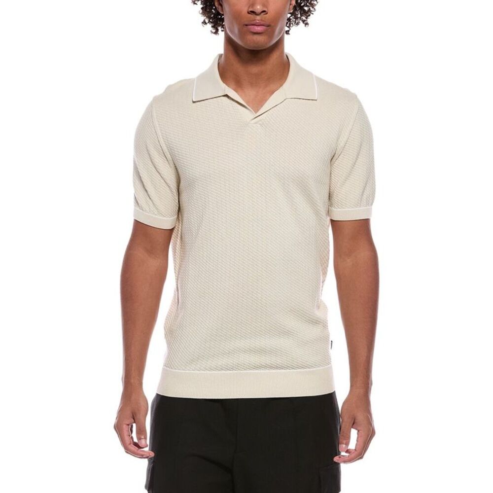 Hugo Boss Mens Boss  Isello Textured Polo Sweater, White